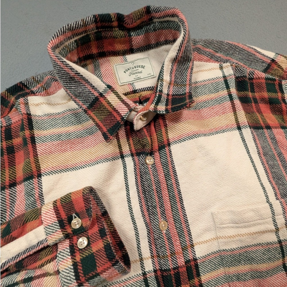Portuguese Flannel Knowledge Button Up Shirt Mens XXL Plaid Long Sleeve